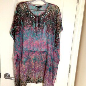 Club Z Collection Women's Beach Coverup Sheer Multicolored Vacation Colorful